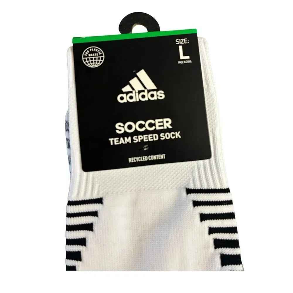Adidas Men’s White & Black Soccer Team Speed Socks - Large New